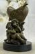Marble And Bronze Statue Sculpture Figurine Of Cupid Eros, Signed