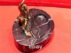 Marble and bronze Vienna tray Pierrot high 7 wide 11.5 deep 8.5