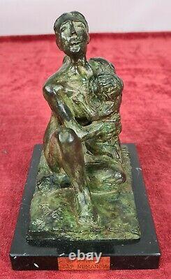 Maternity. Francesc Angles Garcia. Sculpture In Bronze. Base In Marble. 1994
