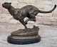 Milo's Bronze Panther Sculpture Classic Art On Black Marble With