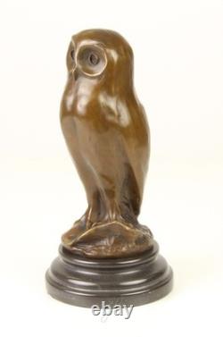 Modern Bronze Owl Sculpture on a Black Marble Base after Milo