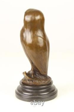 Modern Bronze Owl Sculpture on a Black Marble Base after Milo