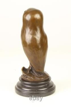 Modern Bronze Owl Sculpture on a Black Marble Base after Milo