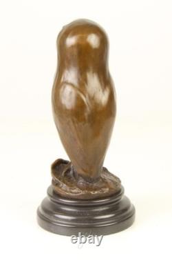 Modern Bronze Owl Sculpture on a Black Marble Base after Milo
