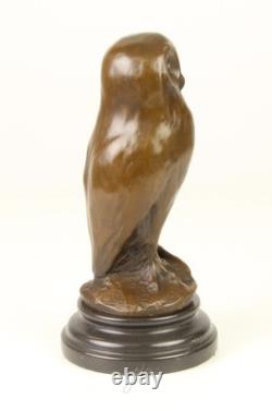 Modern Bronze Owl Sculpture on a Black Marble Base after Milo