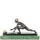 Modern Bronze Sculpture Curler On Green Marble Base After Nick