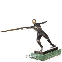 Modern Bronze Sculpture Fencer on a Green Marble Base after Nick