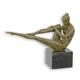 Modern Bronze Sculpture Of A Reclining Nude Woman On Black Marble After Milo