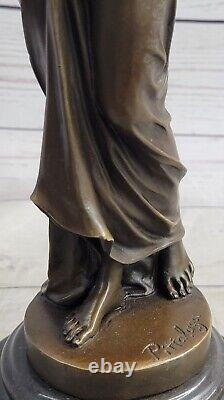 Modern Bronze Woman Signed Pittaluga on Marble Base Cast Iron Figurine Decoration