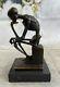 Modern Solid Bronze Skeleton Thinker Signed Milo Cast Marble Figurine