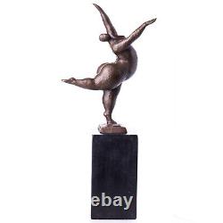 Modern bronze sculpture of a naked woman on black marble after Milo