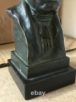 Mozart Bronze Bust Signed X Ranel, Black Marble Base Height 25,5 CM