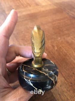 NICE LITTLE BRONZE, MARBLE BASE STYLIZED BIRD signed BIZETTE, ART DECO