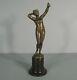 Naked Female Eve At The Apple Diane Ancient Sculpture Bronze Signed Otto Rasmussen