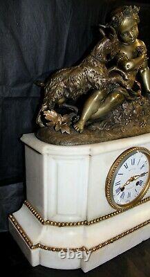 Napoleon III Pendulum In Marble And Bronze Mollard In Grenoble-signed Pickart