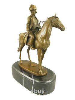 Napoleon on Horseback Bronze Sculpture on Black Marble Signed Vintage