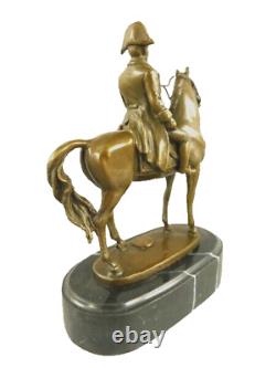 Napoleon on Horseback Bronze Sculpture on Black Marble Signed Vintage