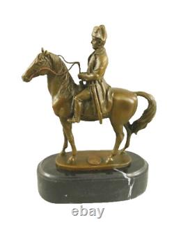 Napoleon on Horseback Bronze Sculpture on Black Marble Signed Vintage