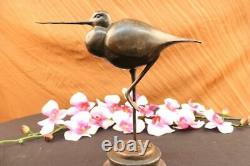 Nice Signed Bird Original Pure Bronze On Marble Base Figure Art Deco