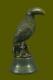 Nice Signed Bird Original Pure Bronze Statue On Marble Sculpture Decor