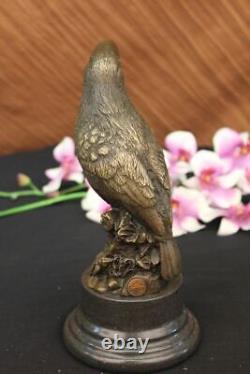 Nice Signed True Bird Pure Bronze Statue On Marble Sculpture Figure