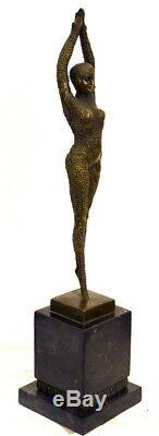 Nude Bronze Starfish Chiparus Signed Bronze Made On Base In Marble