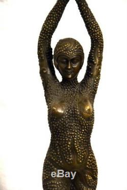 Nude Bronze Starfish Chiparus Signed Bronze Made On Base In Marble