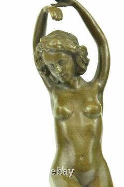 Nude Dancer in Bronze, Vintage Art Deco, Signed Bruno Zach, Hot Cast, Marble
