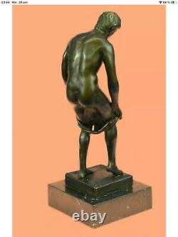 Nude Man Bronze Sculpture Very Well Provided. Base Marble. Ht 28 Cm. Naked Gay Man