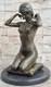 Nude West Decorative Sculpture Signed Nude Woman Statue Girl Bronze Marble Art Decor