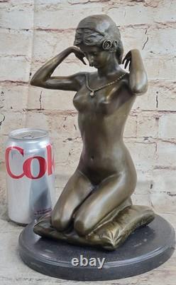 Nude West Decorative Sculpture Signed Nude Woman Statue Girl Bronze Marble Art Decor