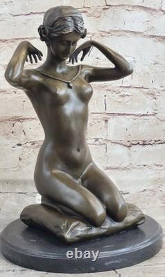 Nude West Decorative Sculpture Signed Nude Woman Statue Girl Bronze Marble Art Decor