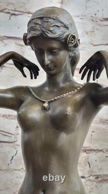 Nude West Decorative Sculpture Signed Nude Woman Statue Girl Bronze Marble Art Decor