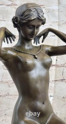 Nude West Decorative Sculpture Signed Nude Woman Statue Girl Bronze Marble Art Decor
