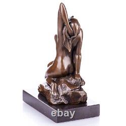 Nude woman bronze sculpture after J. Patoue on black marble Signed