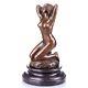 Nude Woman Bronze Sculpture On Black Marble Signed