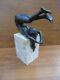Nue In Bronze, Statue Of A Woman Naked In Bronze On Marble Signed
