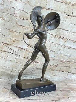 Odysseus Greek Warrior Roman Soldier Bronze Sculpture Signed Marble Statue