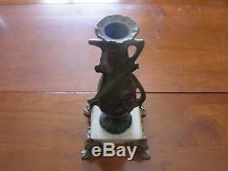 Old Vase Soliflore In Regule Bronze On Marble Sign Bonnefond Art Deco Style