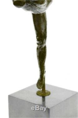 Original Abstract Nude Female Signed Bronze Sculpture Figurine Statue Marble Base