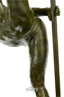 Original Abstract Nude Female Signed Bronze Sculpture Figurine Statue Marble Base