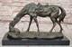 Original Bronze Sculpture Signed Milo &ndash; Dog And Horse Statue On A Marble Base