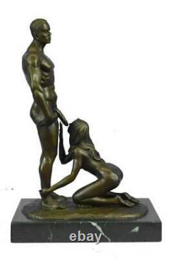 Original Erotic Bronze Sculpture Pleasure Oral Socle Marble Signed J. Mavchi