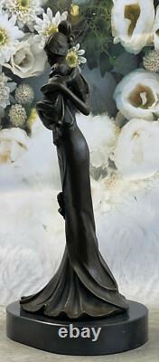 Original Marble Sculpture Signed of Mother and Child in Figurative Bronze