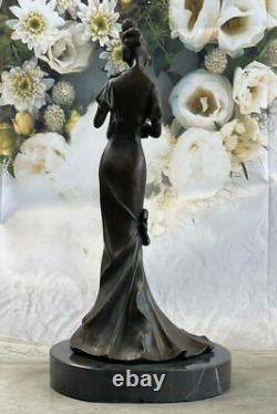 Original Marble Sculpture Signed of Mother and Child in Figurative Bronze