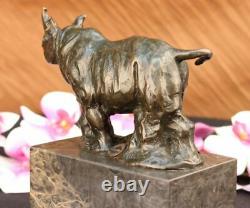 Original Milo Rhinoceros Serre-book Bronze Marble Sculpture Statue Decor