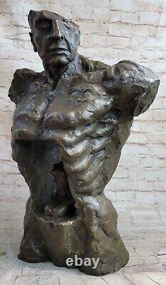 Original Signed Abstract Male Female Couple Bronze Sculpture Marble Base