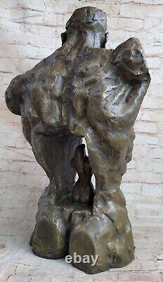 Original Signed Abstract Male Female Couple Bronze Sculpture Marble Base