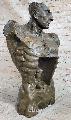 Original Signed Abstract Male Female Couple Bronze Sculpture Marble Base