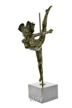 Original Signed Abstract Naked Female Bronze Statue Sculpture Figurine Marble Base